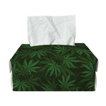 Forest Green Cannabis Leaf Print Rectangle Tissue Box Cover
