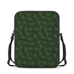 Forest Green Cannabis Leaf Print Rectangular Crossbody Bag