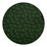 Forest Green Cannabis Leaf Print Round Blanket