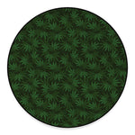 Forest Green Cannabis Leaf Print Round Floor Mat