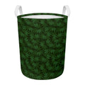 Forest Green Cannabis Leaf Print Round Laundry Basket