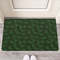 Forest Green Cannabis Leaf Print Rubber Doormat