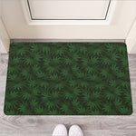 Forest Green Cannabis Leaf Print Rubber Doormat