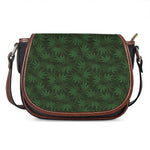 Forest Green Cannabis Leaf Print Saddle Bag