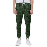 Forest Green Cannabis Leaf Print Scuba Joggers