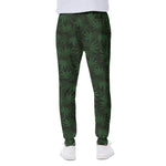 Forest Green Cannabis Leaf Print Scuba Joggers
