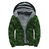 Forest Green Cannabis Leaf Print Sherpa Lined Zip Up Hoodie