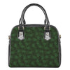 Forest Green Cannabis Leaf Print Shoulder Handbag