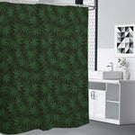 Forest Green Cannabis Leaf Print Shower Curtain