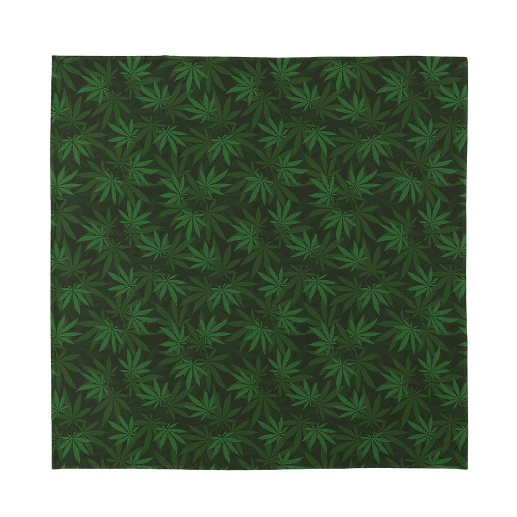 Forest Green Cannabis Leaf Print Silk Bandana