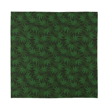 Forest Green Cannabis Leaf Print Silk Bandana