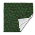 Forest Green Cannabis Leaf Print Silk Bandana