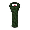 Forest Green Cannabis Leaf Print Single Neoprene Wine Tote