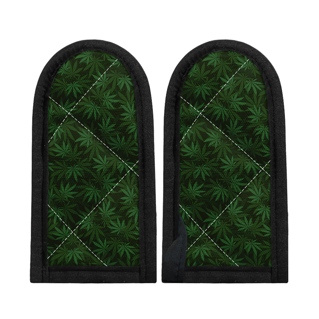 Forest Green Cannabis Leaf Print Skillet Handle Cover