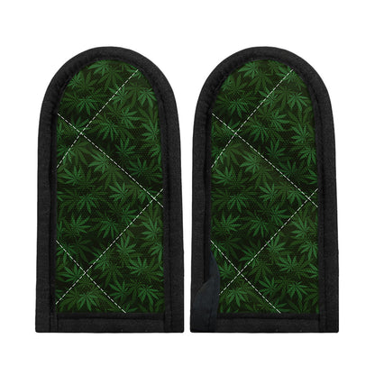 Forest Green Cannabis Leaf Print Skillet Handle Cover