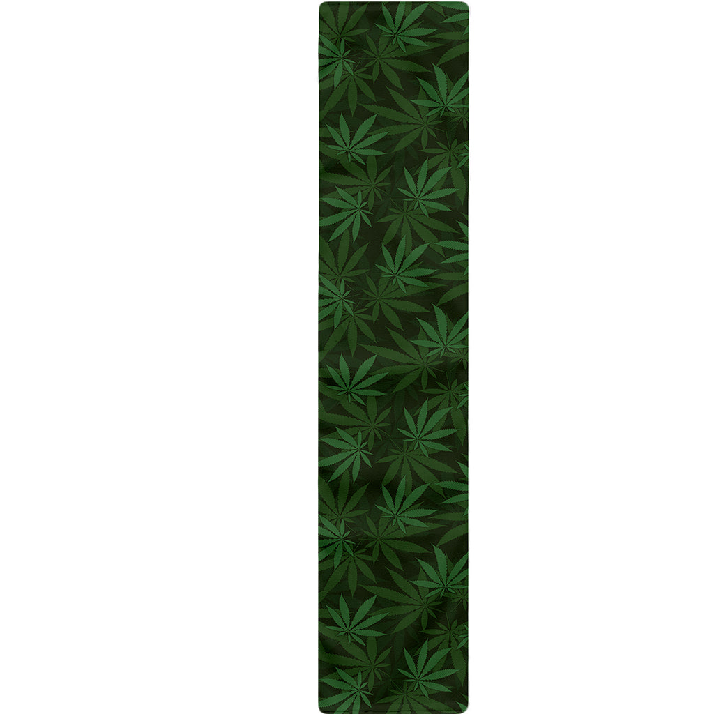 Forest Green Cannabis Leaf Print Table Runner