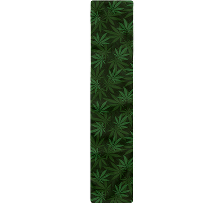 Forest Green Cannabis Leaf Print Table Runner