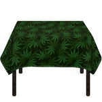 Forest Green Cannabis Leaf Print Tablecloth