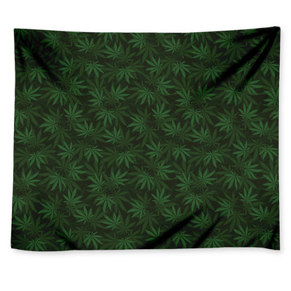 Forest Green Cannabis Leaf Print Tapestry