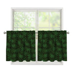 Forest Green Cannabis Leaf Print Tier Curtains