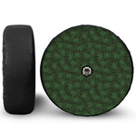Forest Green Cannabis Leaf Print Tire Cover With Camera Hole