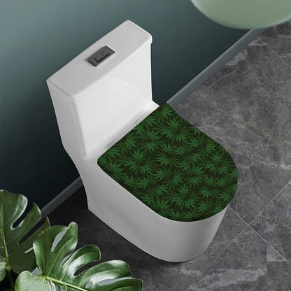 Forest Green Cannabis Leaf Print Toilet Lid Cover