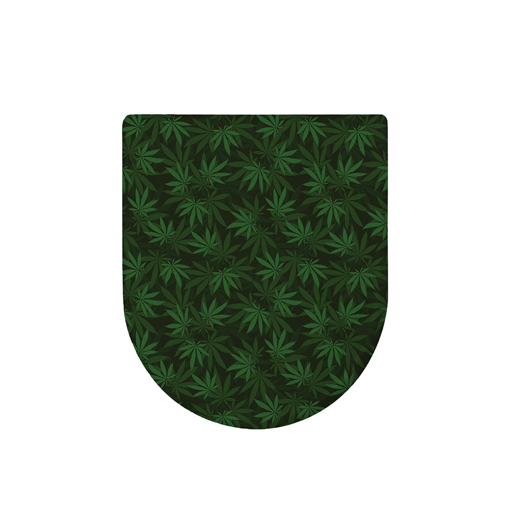 Forest Green Cannabis Leaf Print Toilet Lid Cover