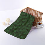 Forest Green Cannabis Leaf Print Towel