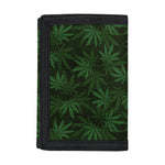 Forest Green Cannabis Leaf Print Trifold Wallet