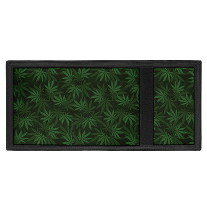 Forest Green Cannabis Leaf Print Trifold Wallet