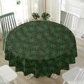Forest Green Cannabis Leaf Print Waterproof Round Tablecloth
