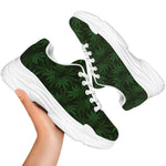 Forest Green Cannabis Leaf Print White Chunky Shoes