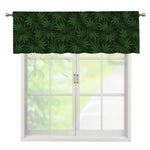 Forest Green Cannabis Leaf Print Window Valance
