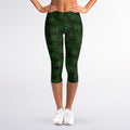 Forest Green Cannabis Leaf Print Women's Capri Leggings