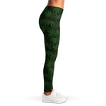 Forest Green Cannabis Leaf Print Women's Leggings