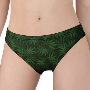 Forest Green Cannabis Leaf Print Women's Panties