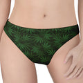 Forest Green Cannabis Leaf Print Women's Thong
