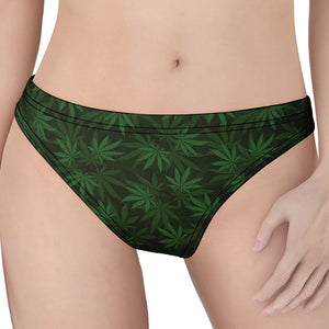 Forest Green Cannabis Leaf Print Women's Thong