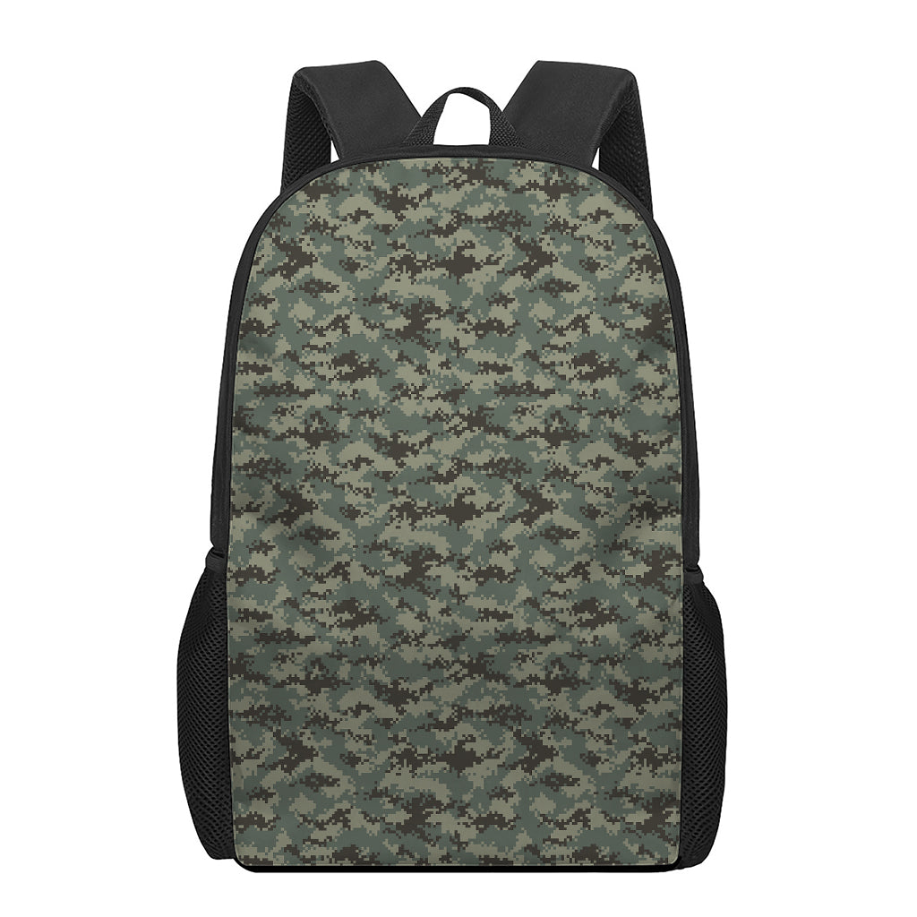 Forest Green Digital Camo Pattern Print 17 Inch Backpack