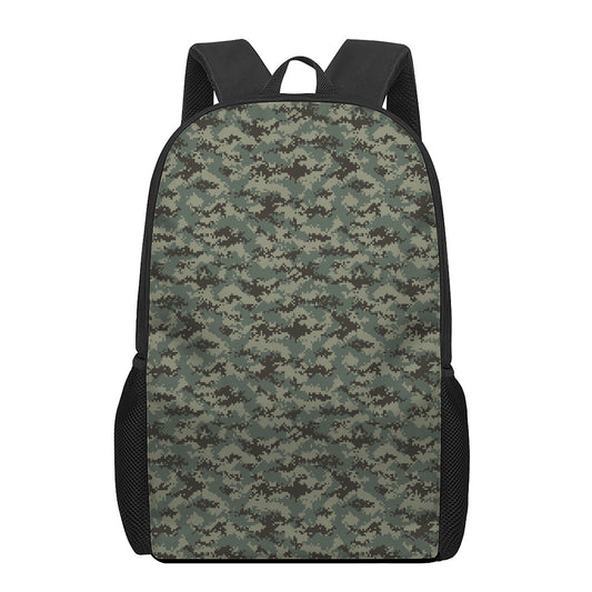 Forest Green Digital Camo Pattern Print 17 Inch Backpack