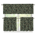 Forest Green Digital Camo Pattern Print 3 Piece Kitchen Curtains