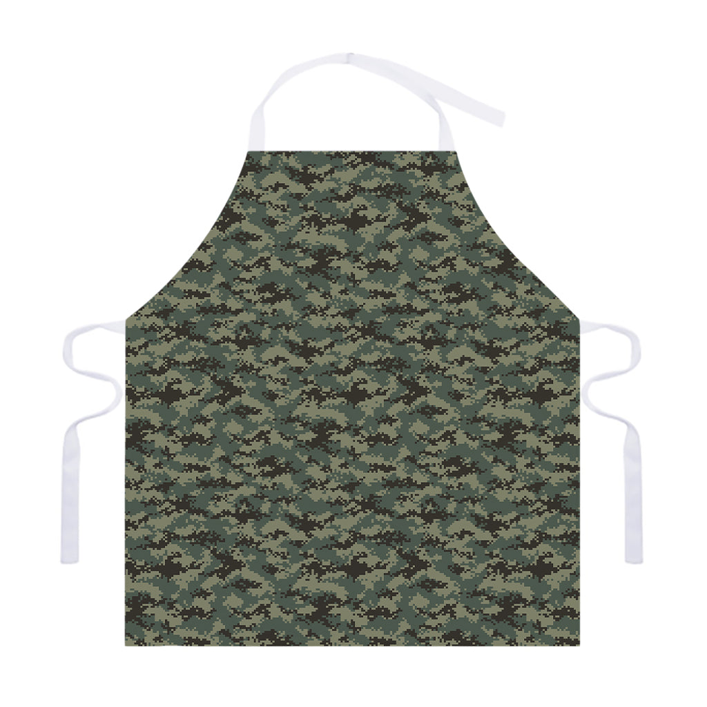 Forest Green Digital Camo Pattern Print Adjustable Apron