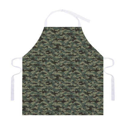 Forest Green Digital Camo Pattern Print Adjustable Apron