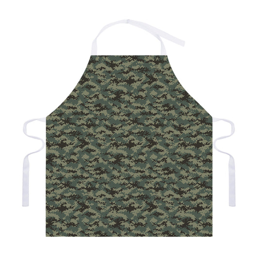 Forest Green Digital Camo Pattern Print Adjustable Apron