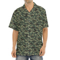 Forest Green Digital Camo Pattern Print Aloha Shirt