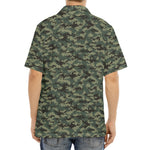 Forest Green Digital Camo Pattern Print Aloha Shirt