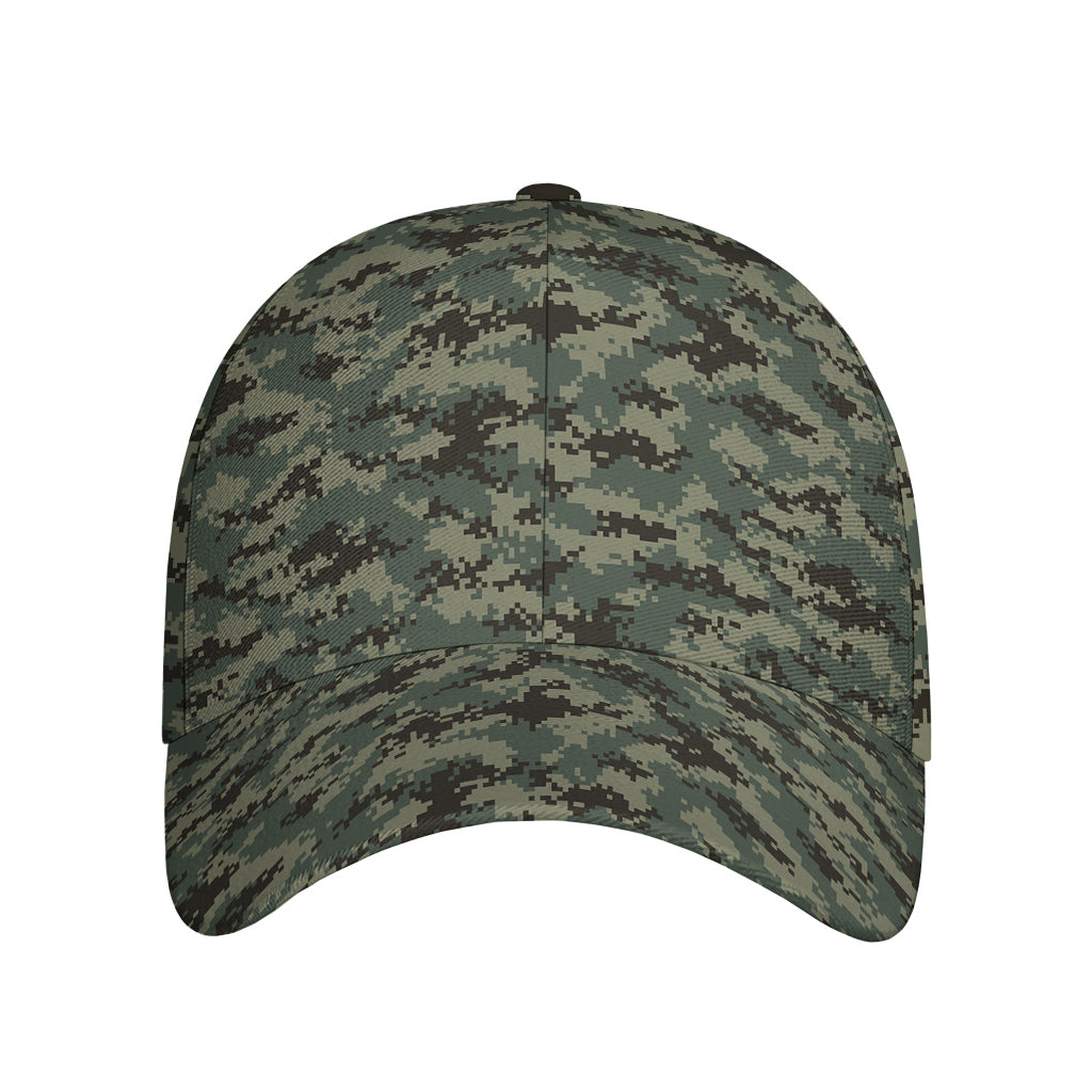 Forest Green Digital Camo Pattern Print Baseball Cap