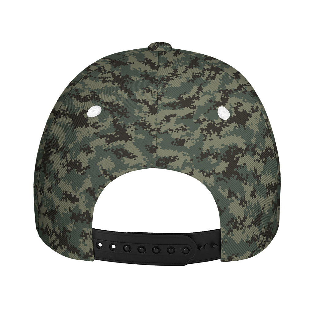 Forest Green Digital Camo Pattern Print Baseball Cap