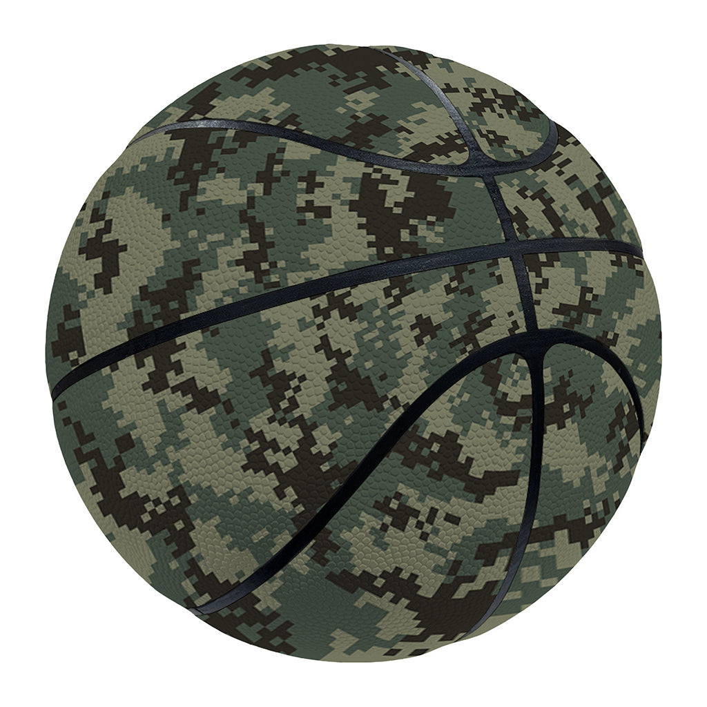 Forest Green Digital Camo Pattern Print Basketball