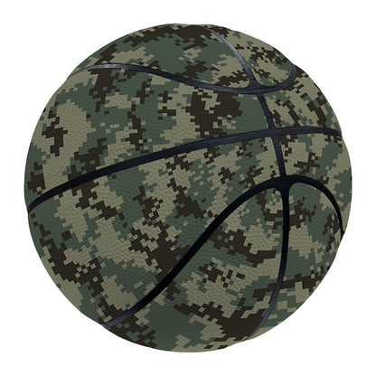 Forest Green Digital Camo Pattern Print Basketball